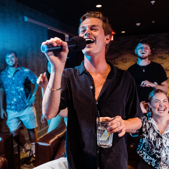 Our exclusive Karaoke room allows a little less vocal embarrassment. Rent the room and bring your family, friends or colleagues and have a blast! This space is also perfect for hosting a team building event, birthday parties, or bachelorette parties.