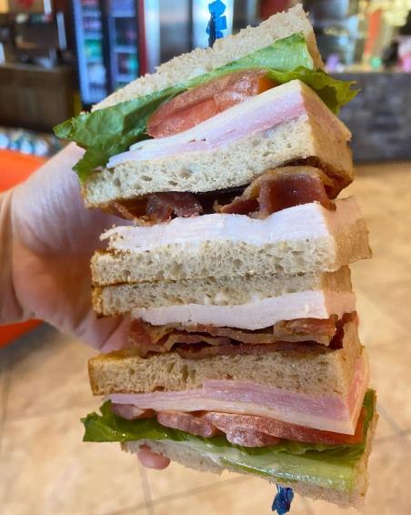 Choose from 7 different clubs! Ham (as shown), Turkey, Grilled Chicken, Tuna, Roast Beef, BLT and Combo. “Properly” STACKED with Bacon, Lettuce, Tomato, Mayo, & American Cheese. Served with French Fries.